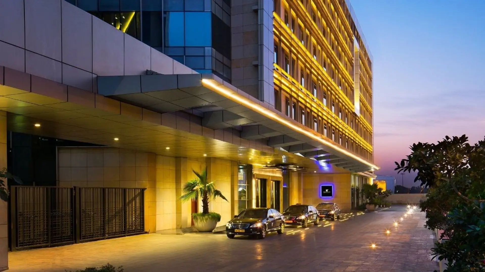 Outside view of the JW Mariott Hotel at New Delhi