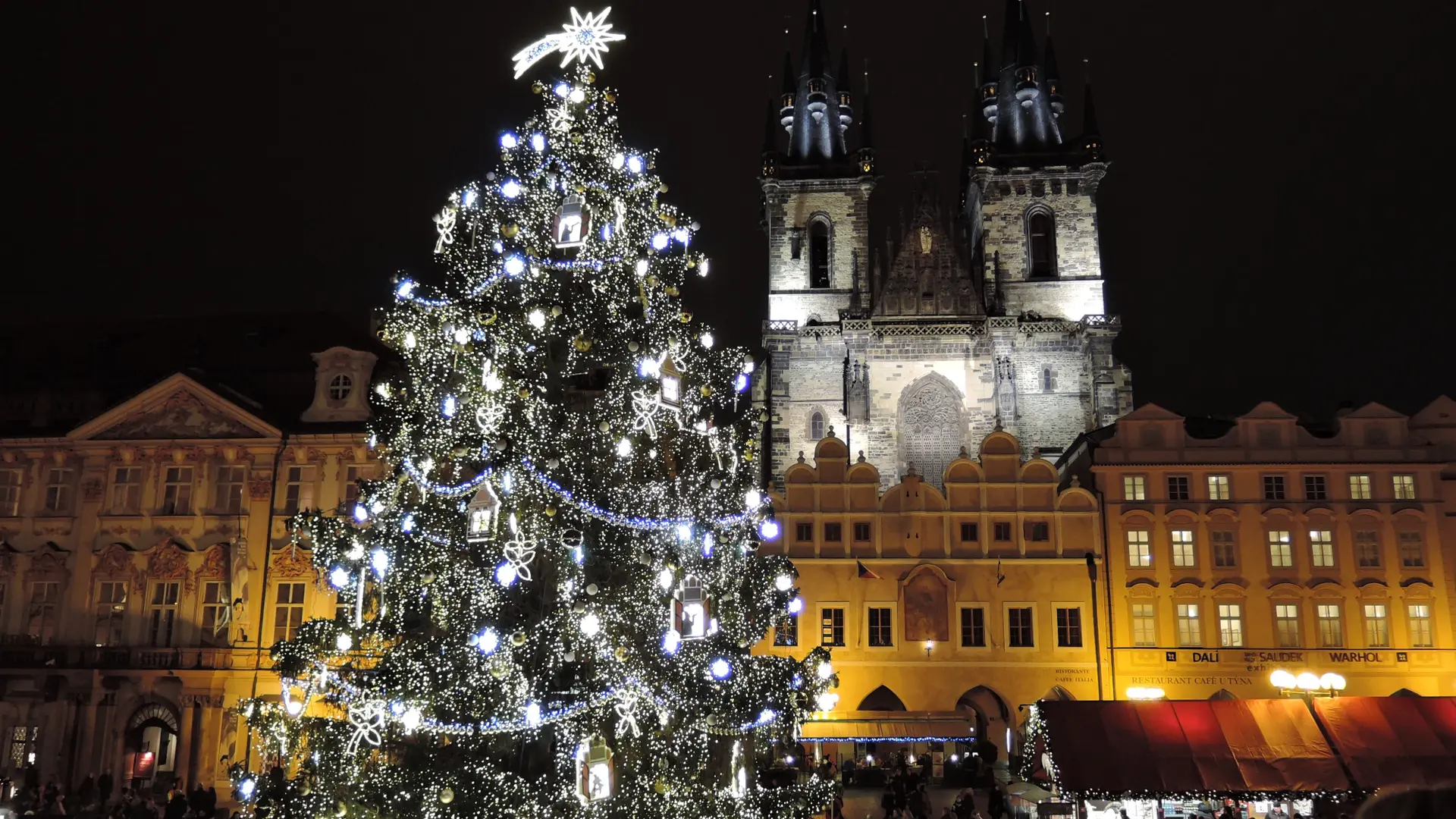beautiful christmas tree at old town square