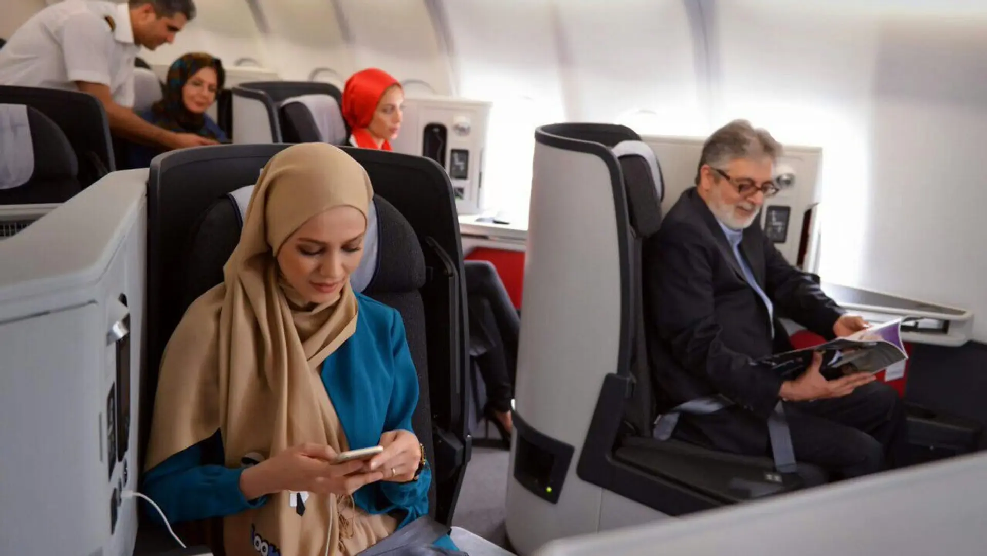 passengers in Iran Air Homa Class