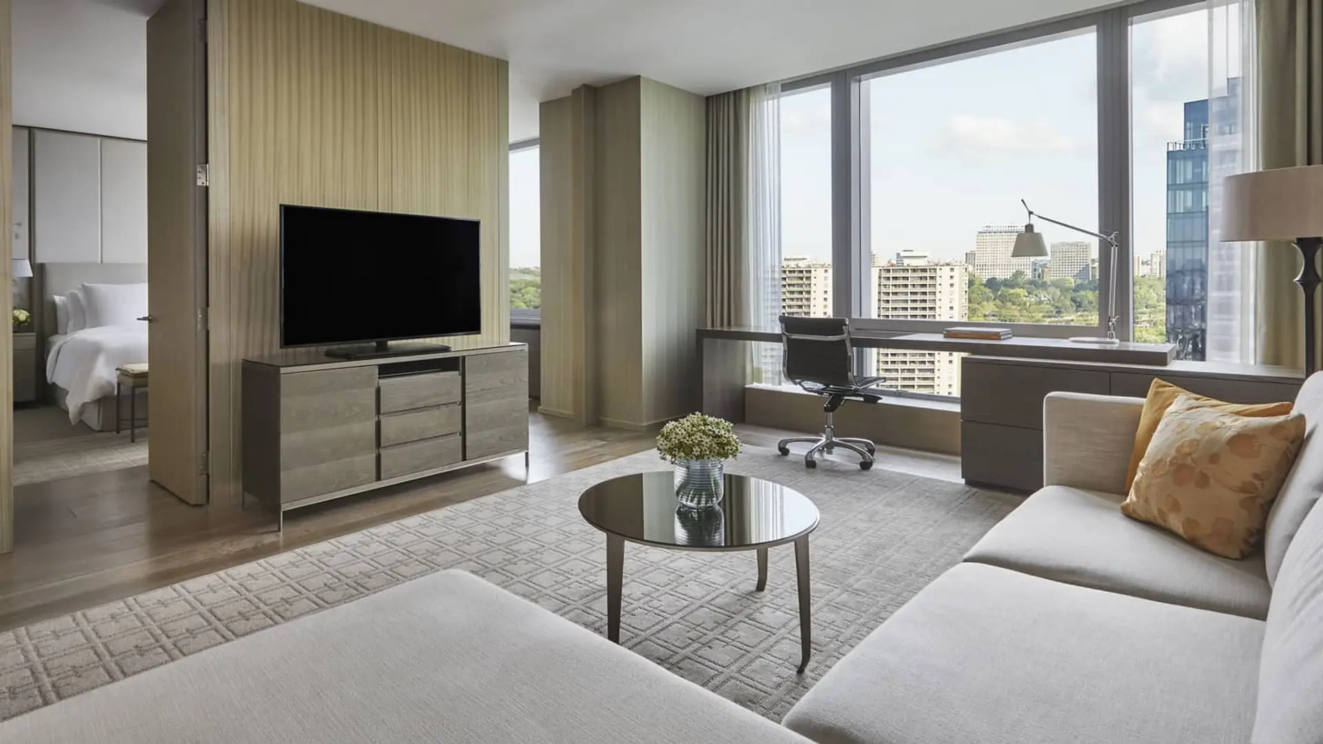 A suite hotel living room at four seasons hotel toronto