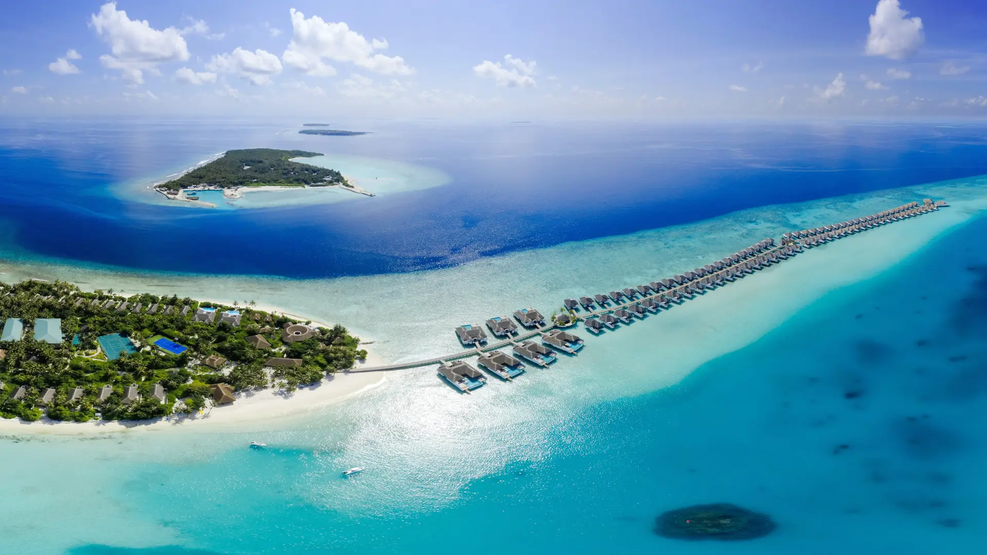 an overview of the overwater bungalows in the maldives