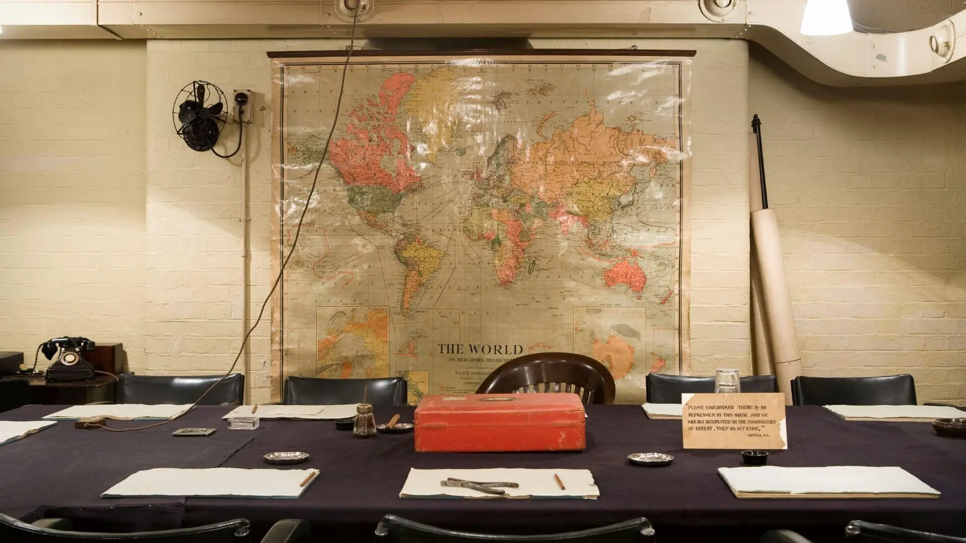 A desk in the Churchill War Rooms