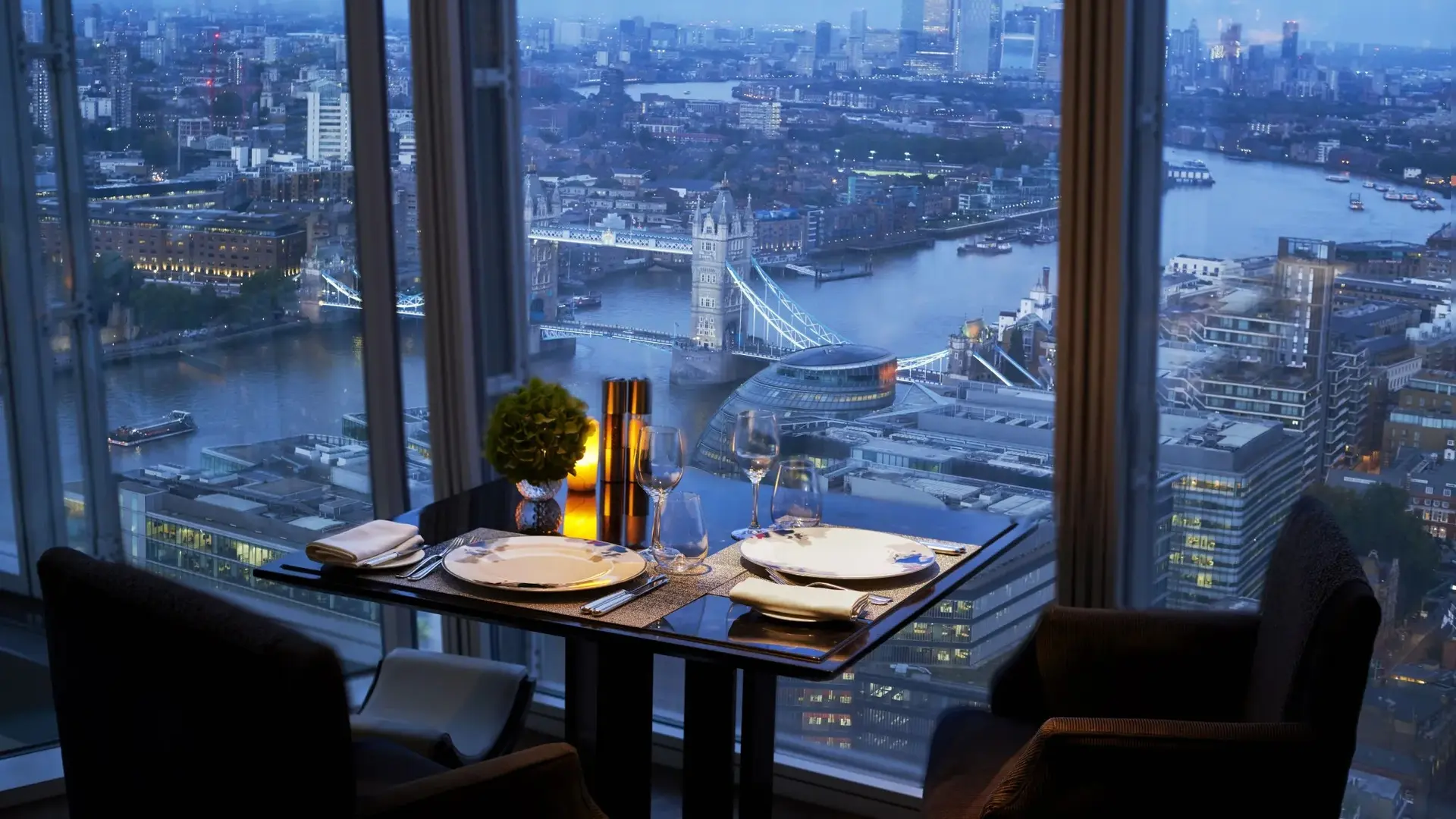 Restaurant table at the shard