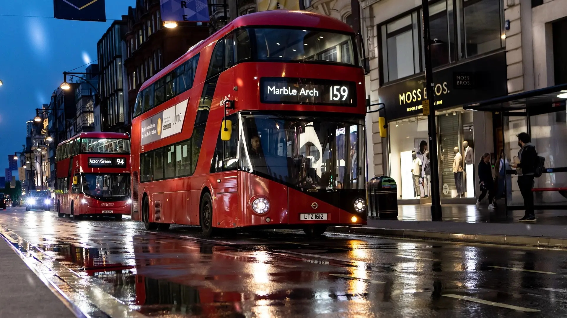 The iconic red london bus on Oxford Street
