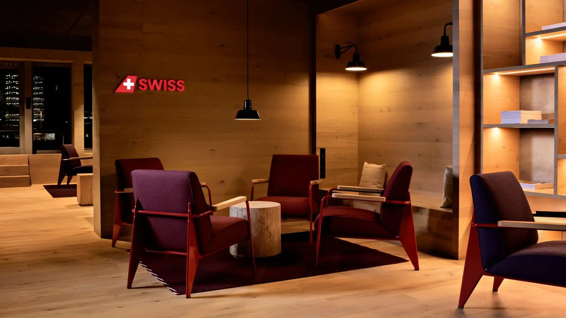 the seating at the SWISS - Business Lounge, Zürich International Airport, Switzerland