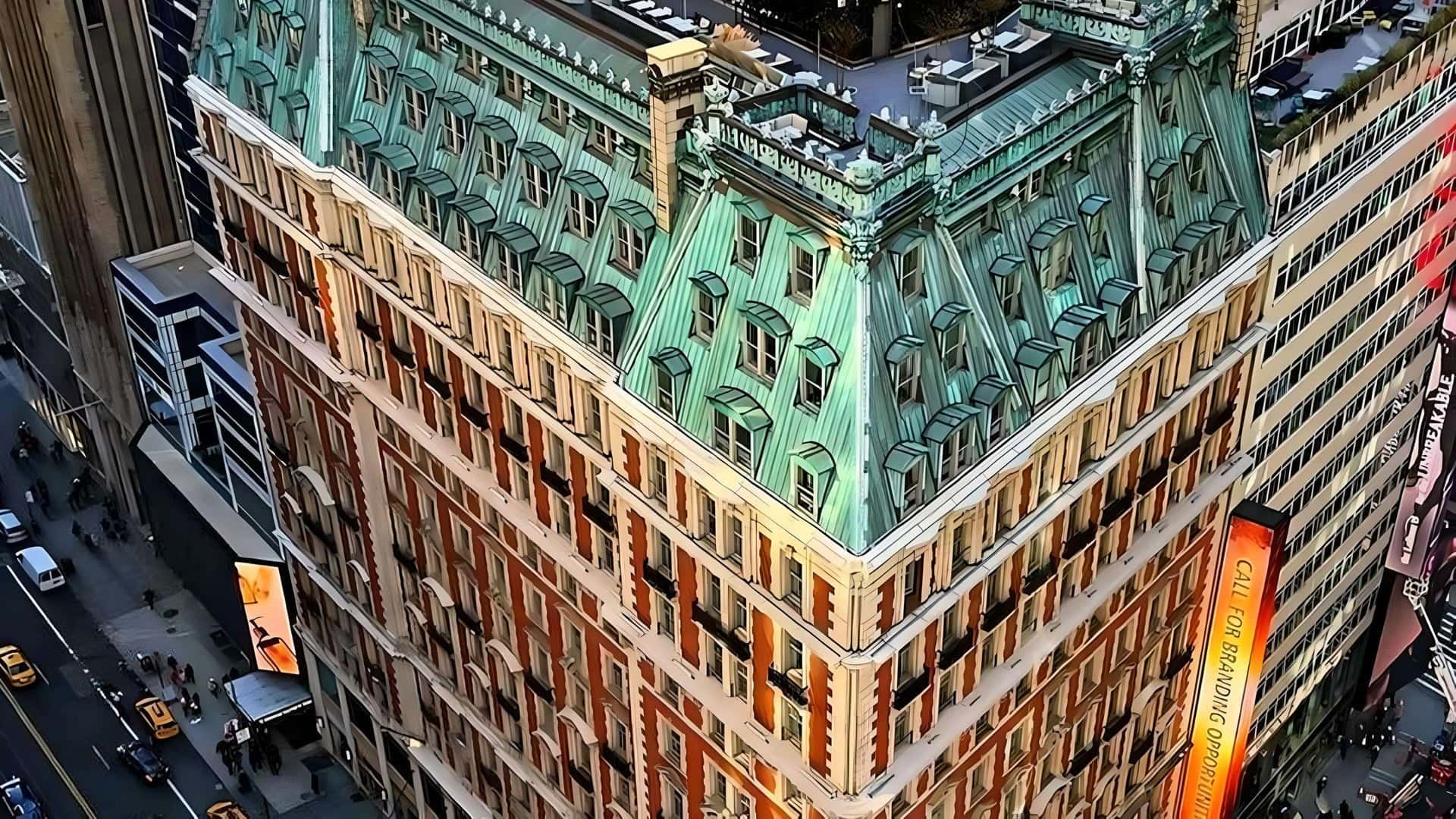 THe knickerbocker seen from above new york
