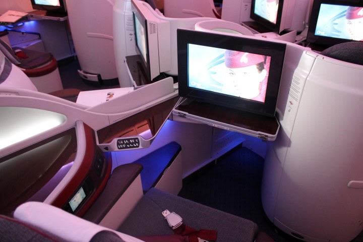 En titt i Qatar Airways Boeing 787 Dreamliner - Business Class på Qatar Airways Dreamliner - 5
