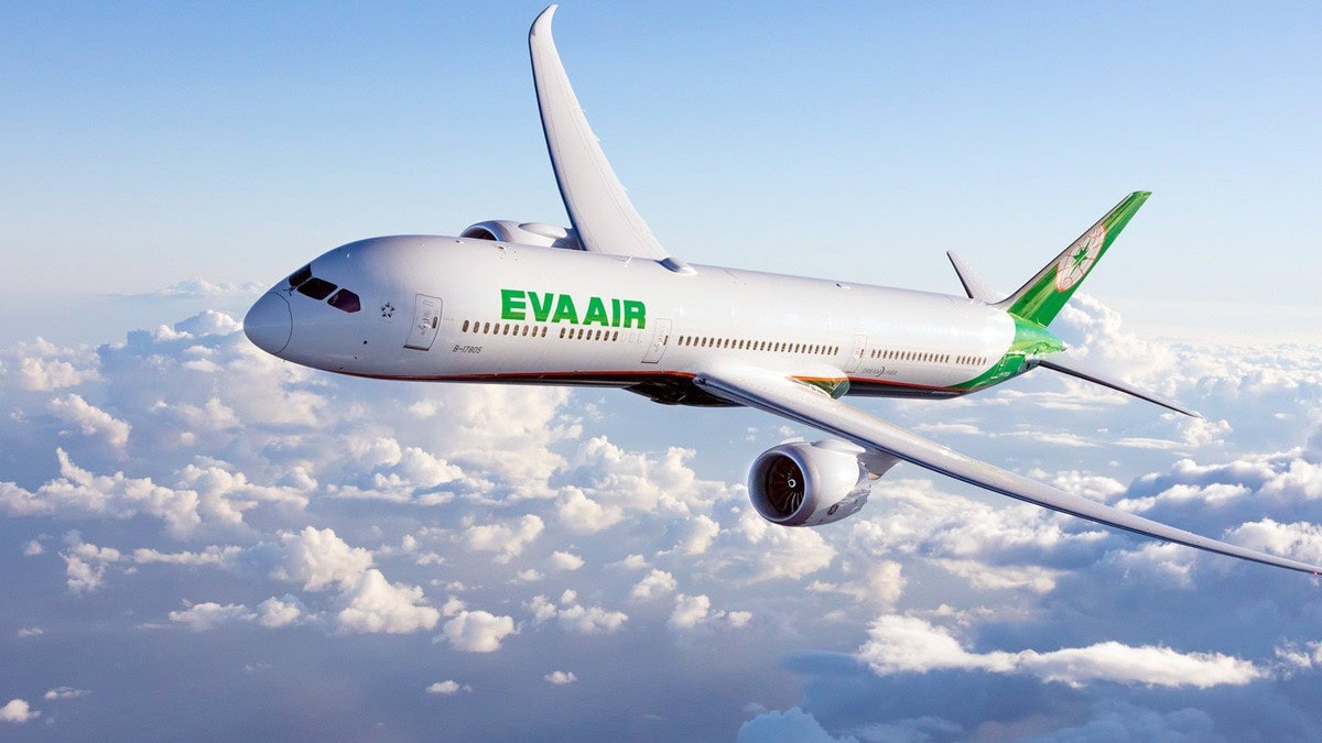 eva air's plane in the sky