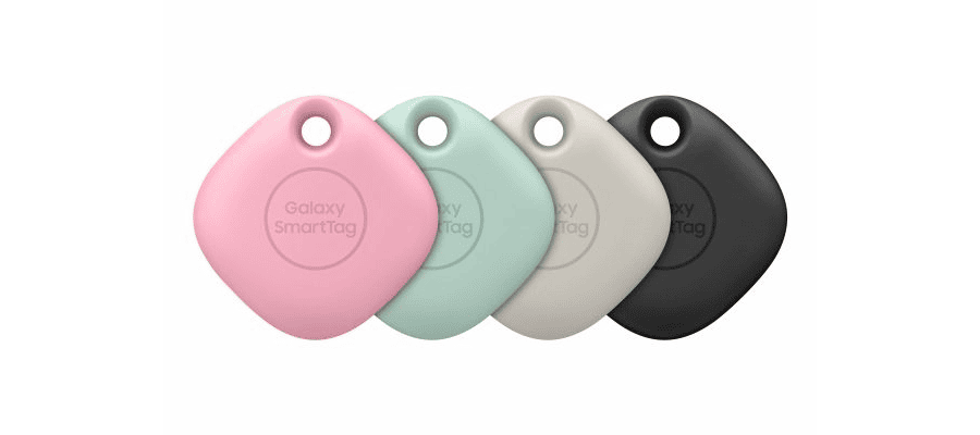 Four different coloured Samsung Galaxy Smart Tag Plus - Bluetooth 5.0