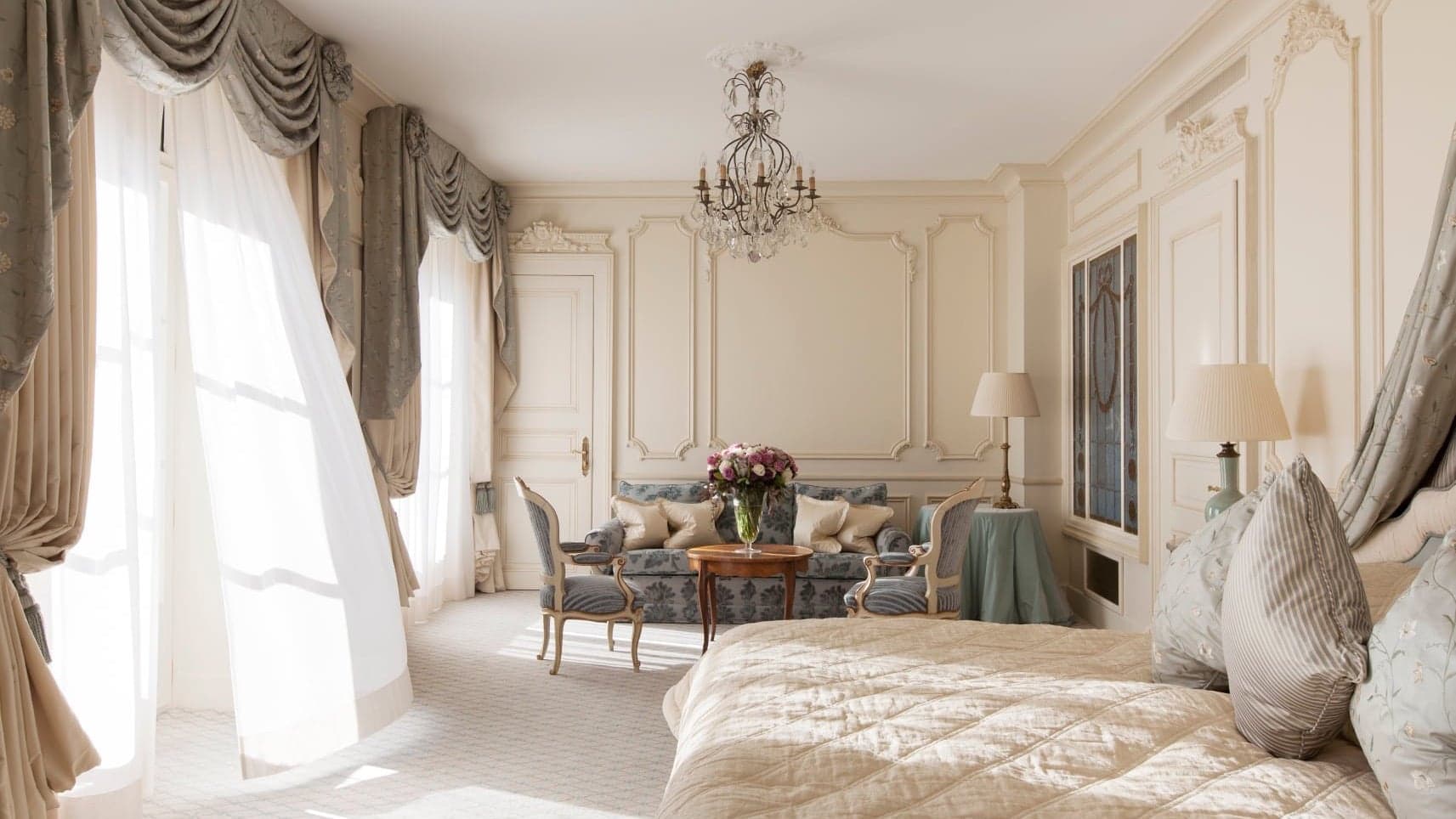 Suite with cream coloured interior at The Beau-Rivage Geneva 