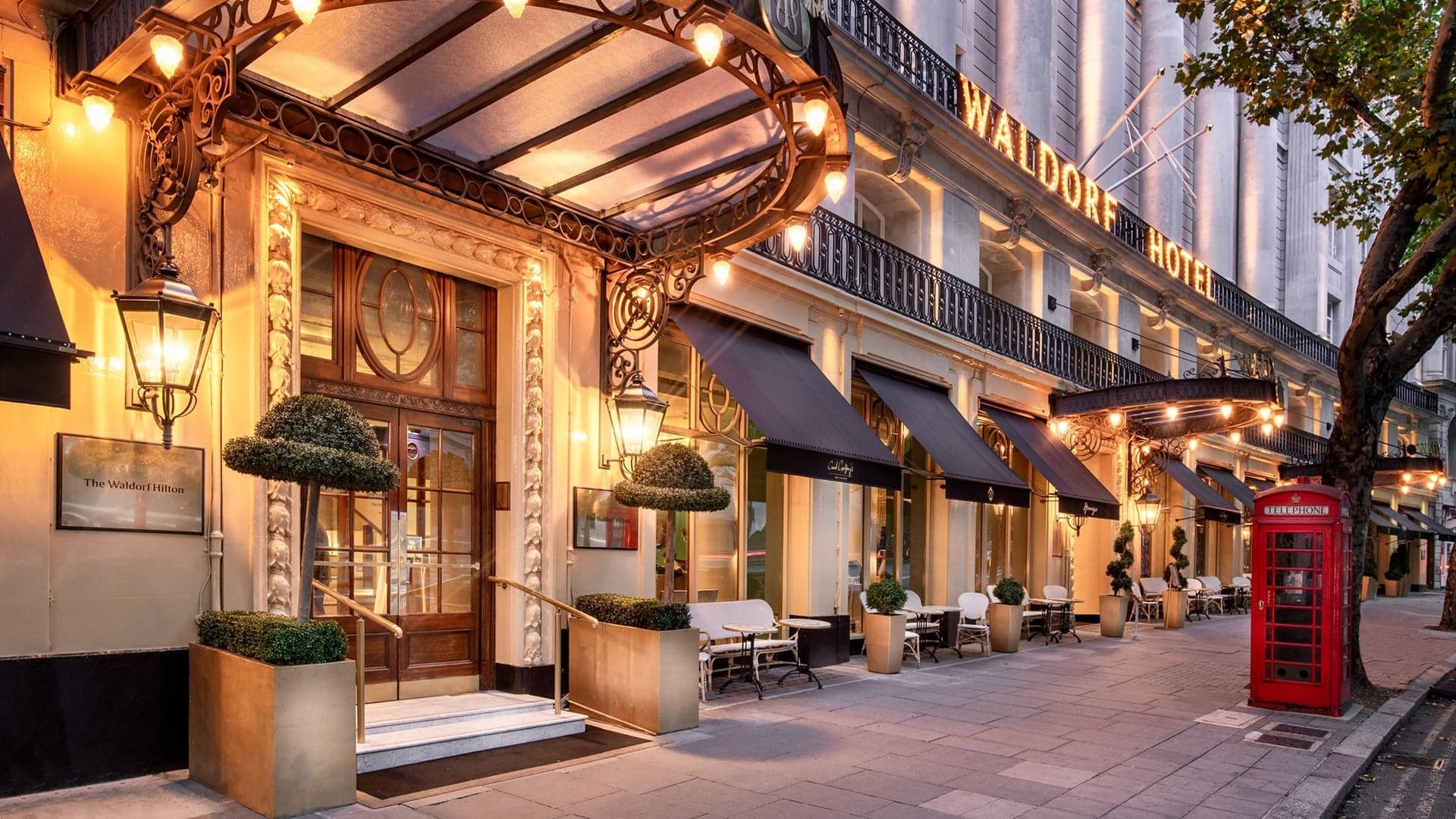 The Waldorf Hilton London's entrance