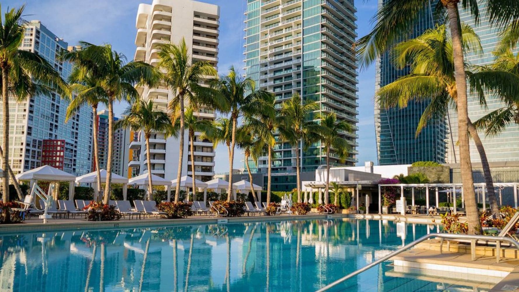 Pool area at the luxerious Four Seasons Hotel in Miami