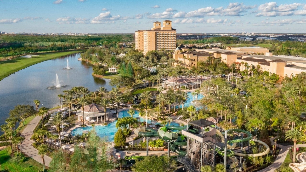 The Ritz-Carlton Orlando Grande Lakes seen from above at day