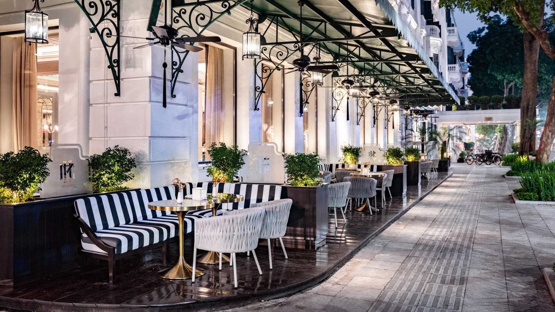 outside dining area at Sofitel Legend Metropole Hanoi