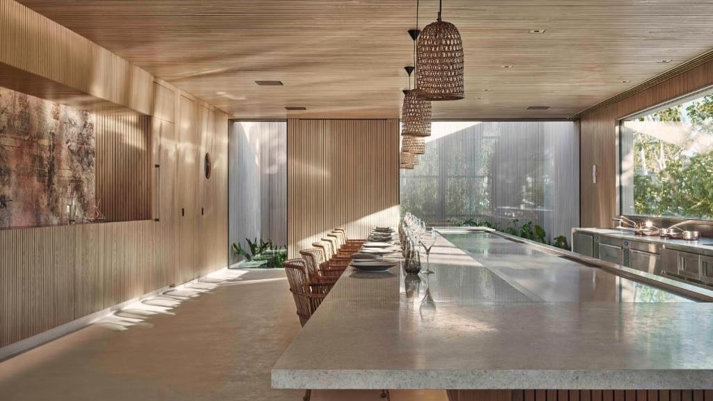 Large marble dinner table at Patina Maldives, Fari Islands.