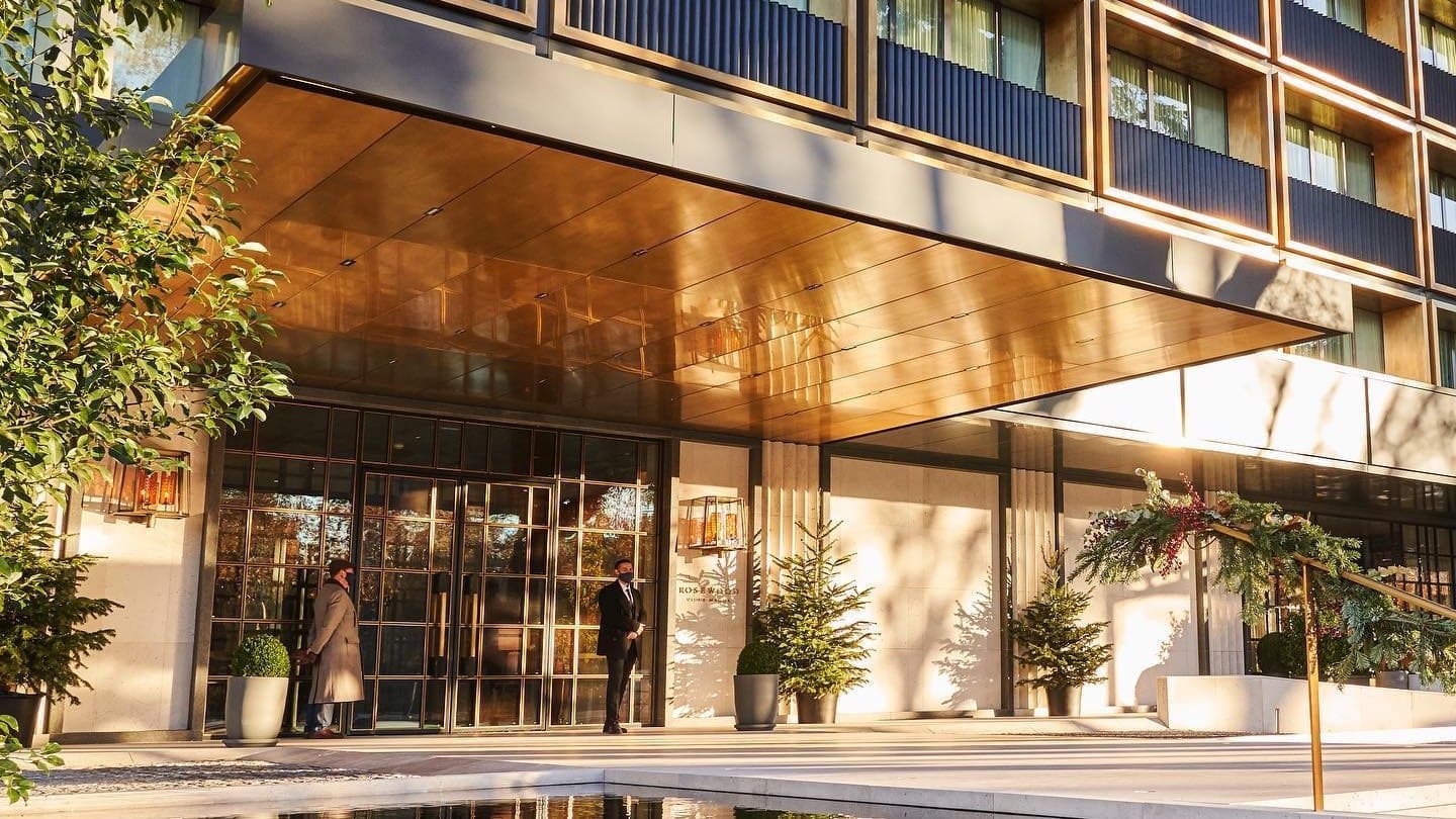 The entrance of Rosewood Villa Magna in Madrid