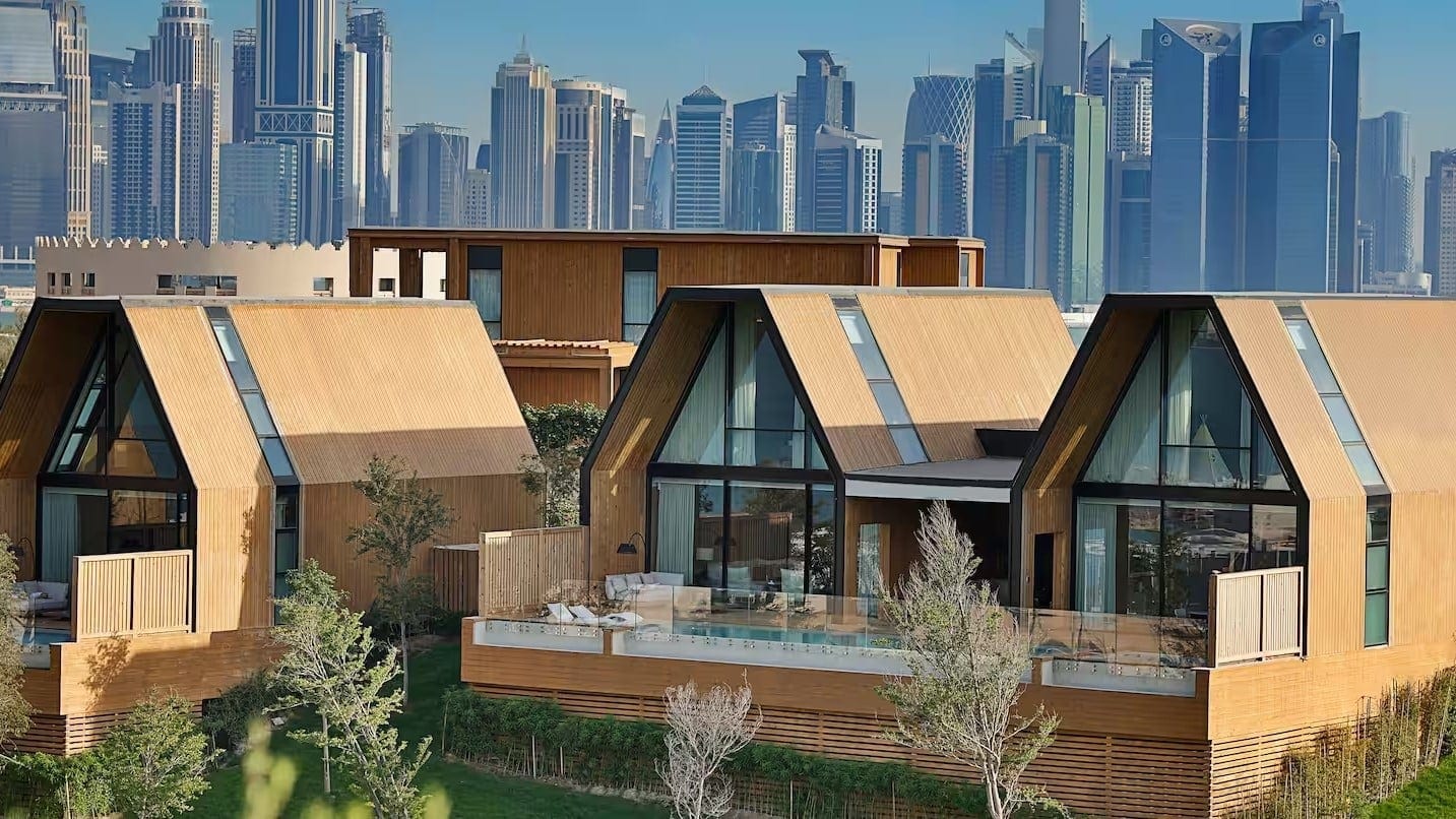 Katara Hills Doha's balcony suite with swimming pools