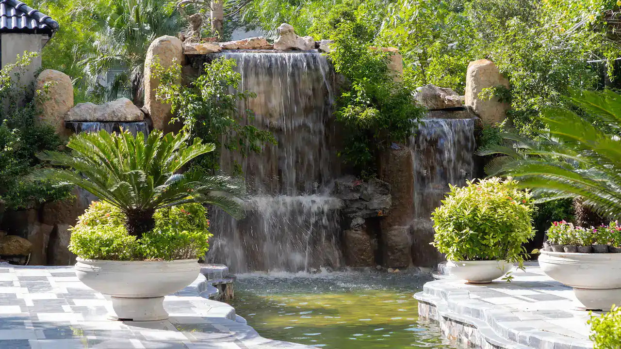 a waterfall at Hyatt Regency West Hanoi 
