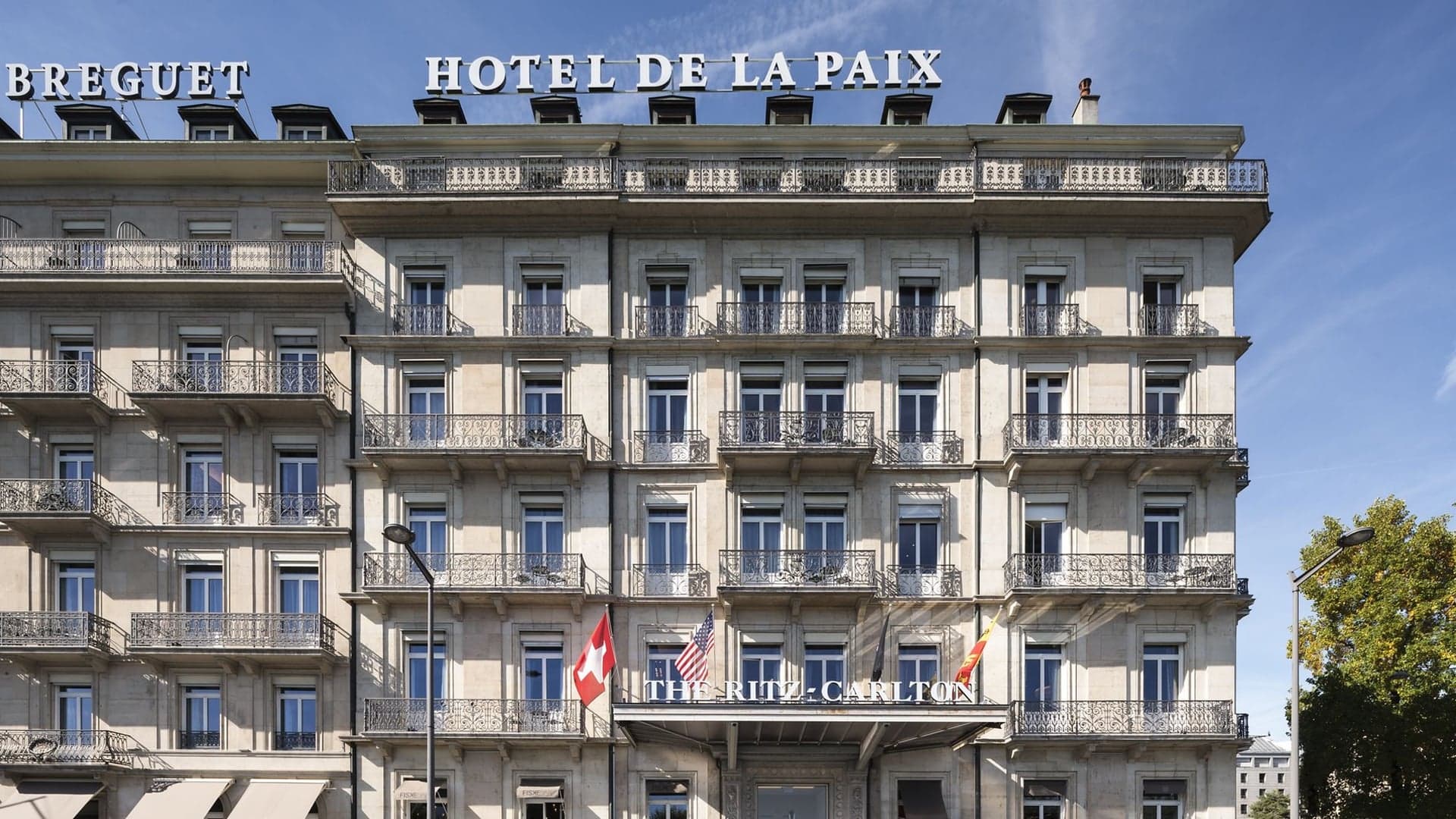 Outside The Ritz Carlton Hotel de la Paix, Geneva at day time