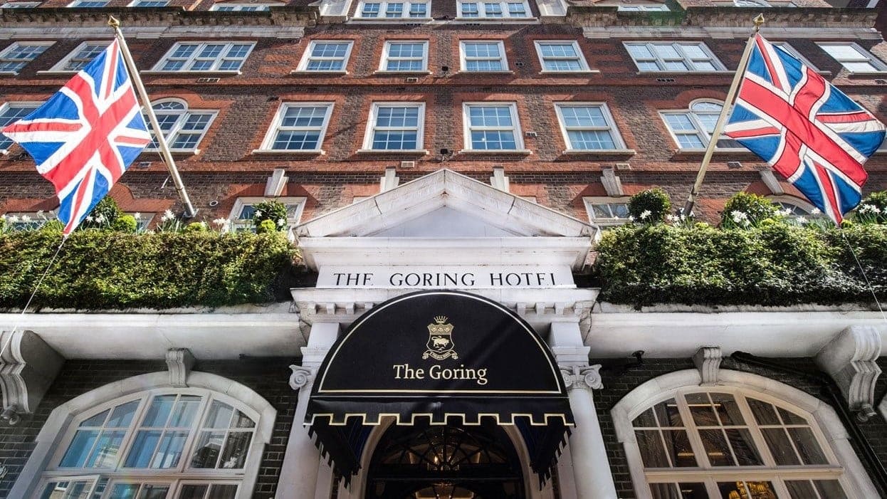 Front entrance of the goring hotel london 