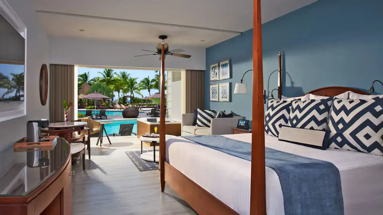 a room at the Secrets St. James Montego Bay overlooking the swimming pool