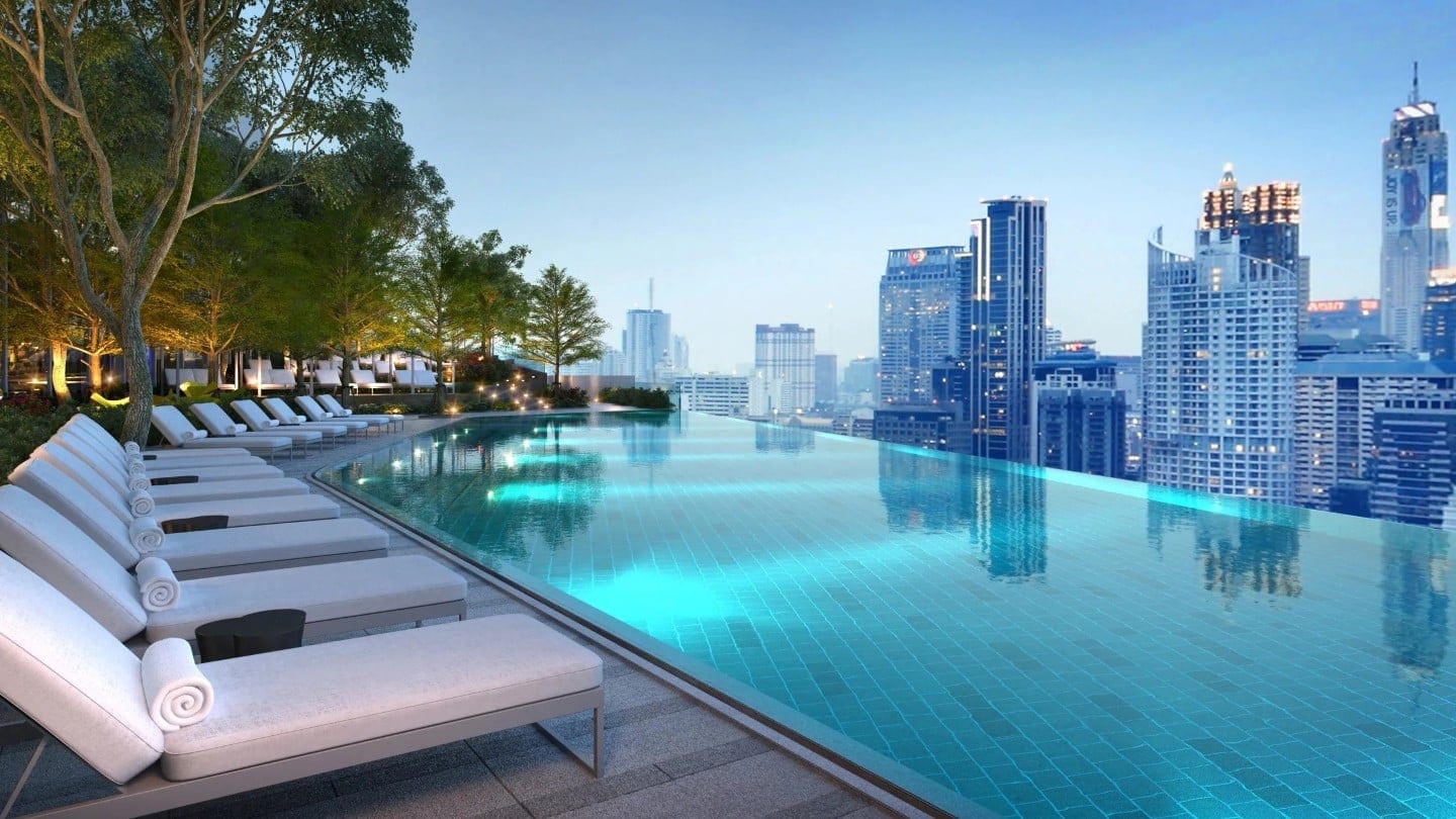 Outside pool area at park hyatt bangkok