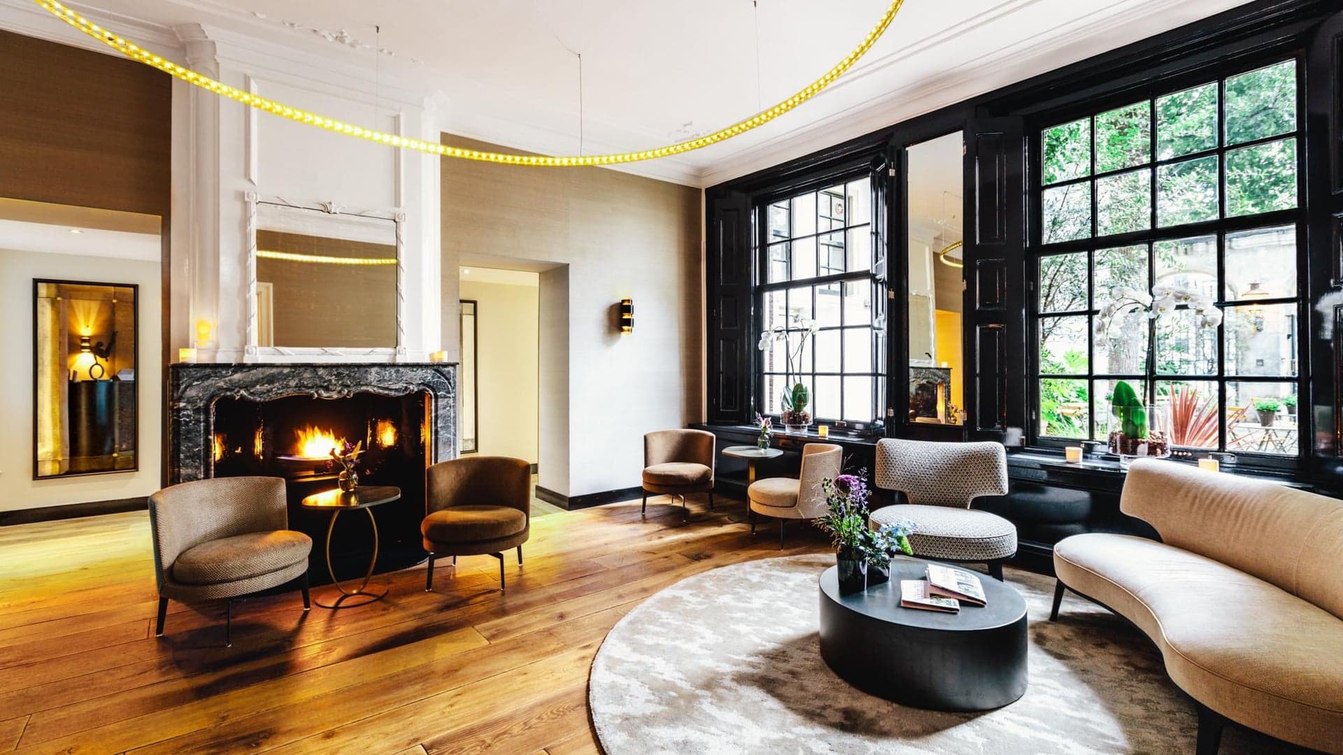 the dylan amsterdam fireplace room