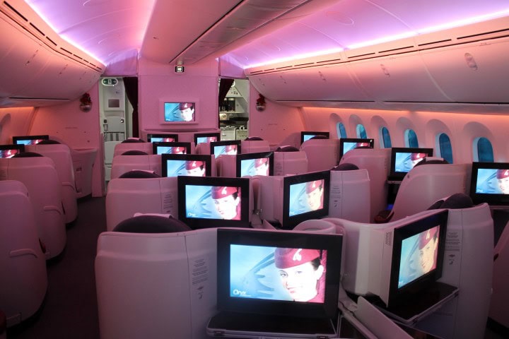 En titt i Qatar Airways Boeing 787 Dreamliner - Business Class på Qatar Airways Dreamliner - 1
