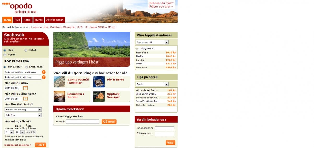 BusinessClass.se Resebyråtest: Plats 3 - Opodo