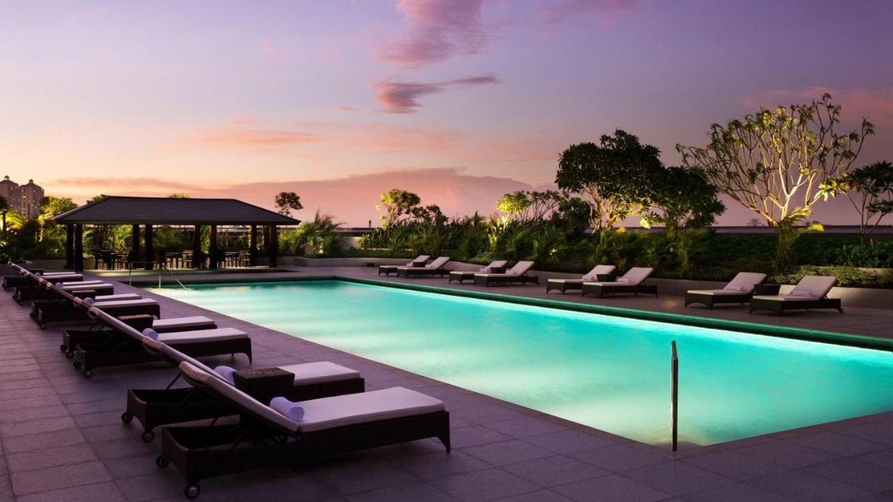 Outdoor pool area at fairmont jakarta