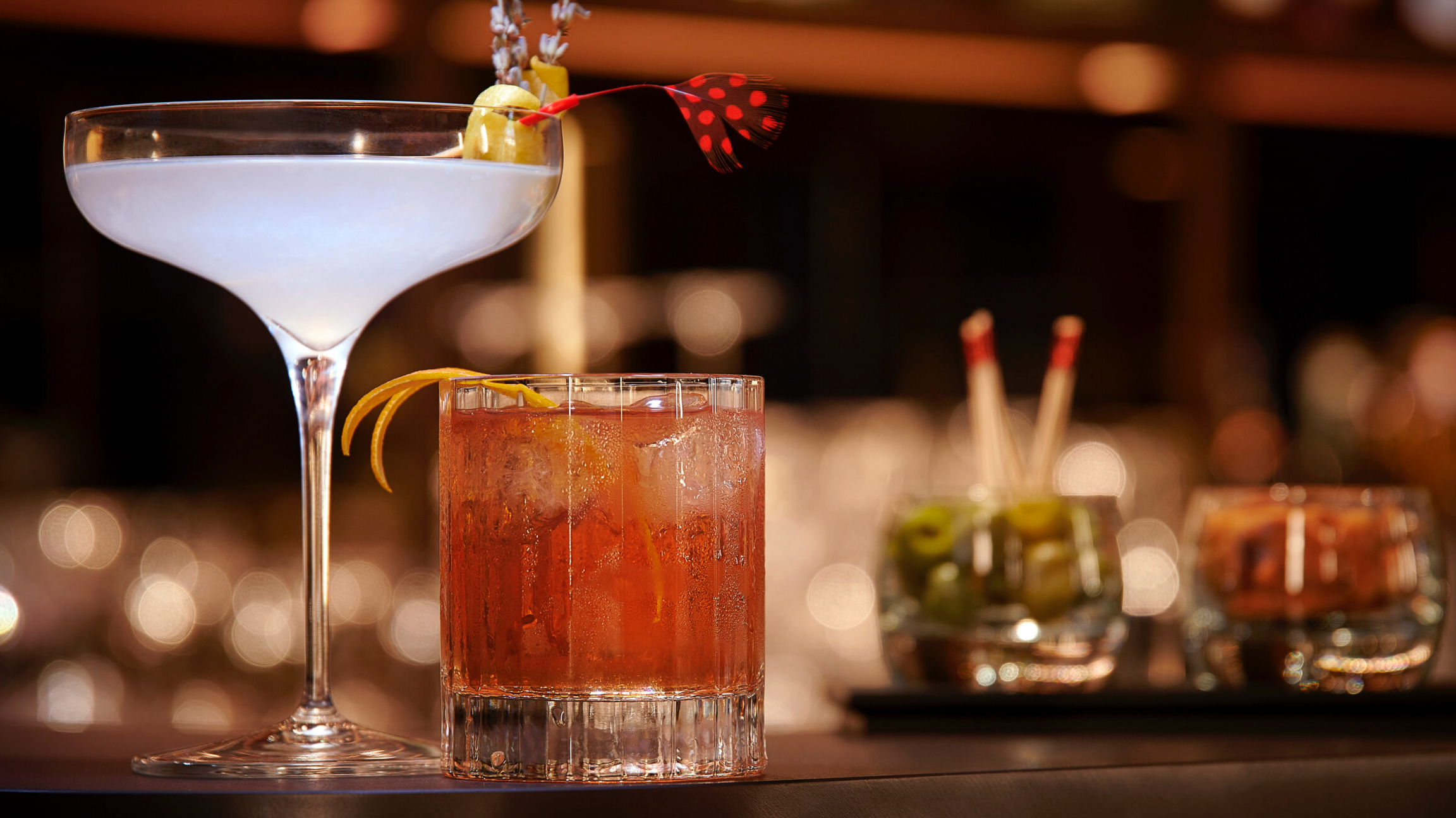 Different drinks inside Bar Josephine at Hotel Luteia.