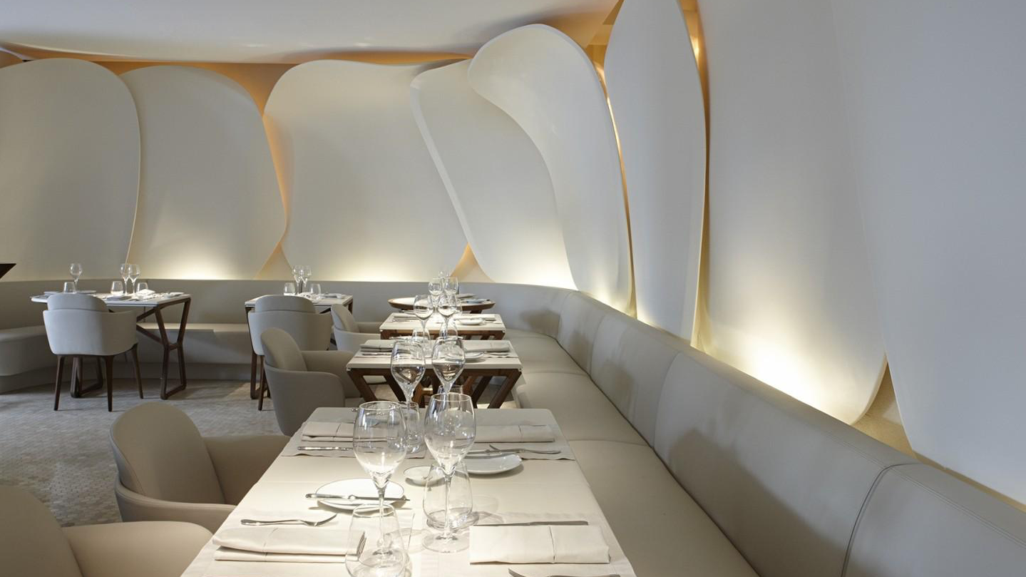 Resturant sur mesure by thierry marx paris with a grey and white finish