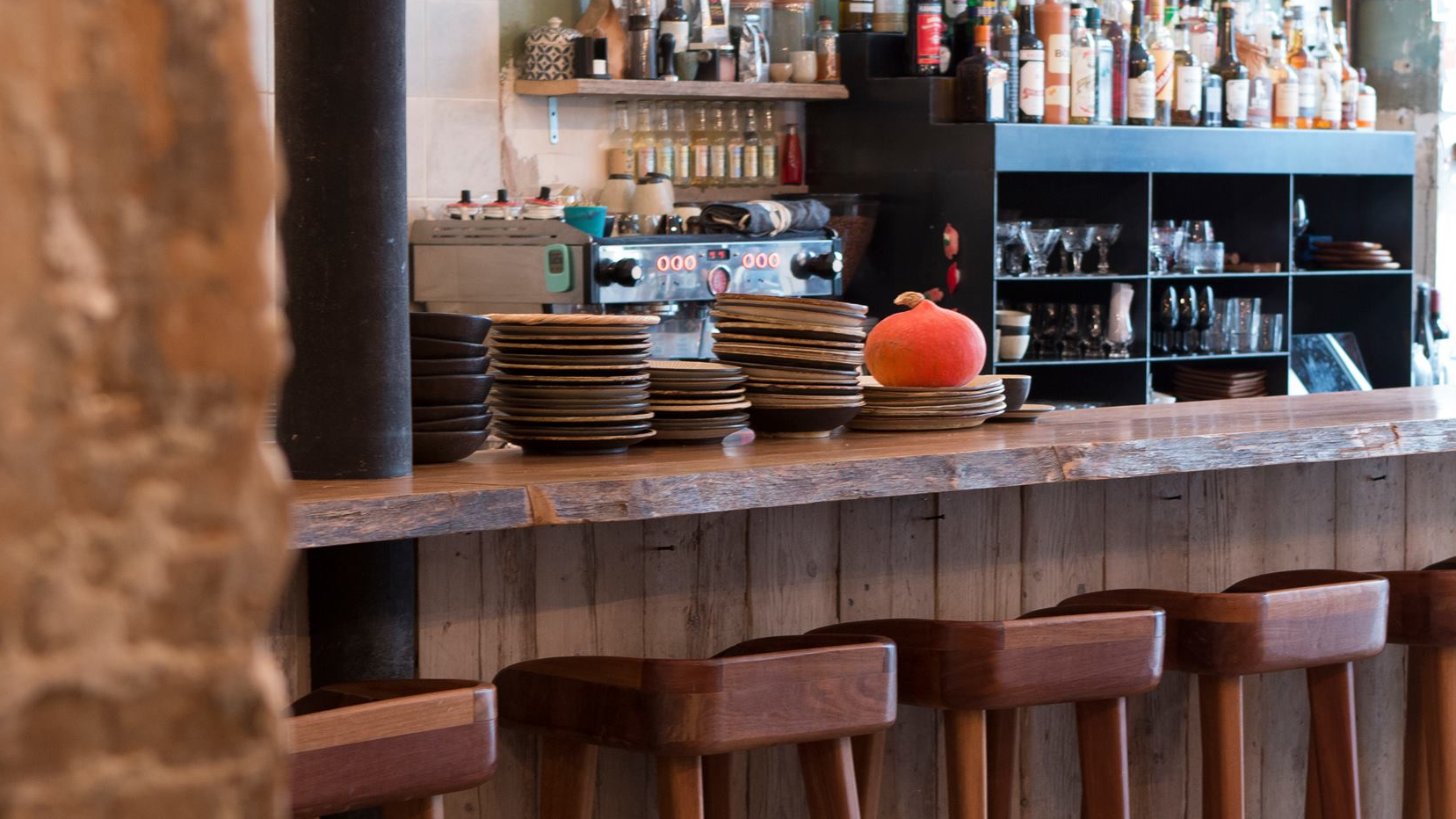 Bar area/drinking area at Dersou in Paris.